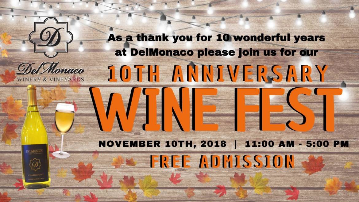 10th Anniversary Wine Festival Celebration-November 10, 2018