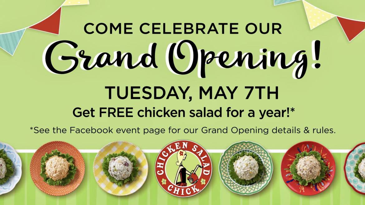 Chicken Salad Chick Grand Opening May 7-11-,2019-Cookeville, TN