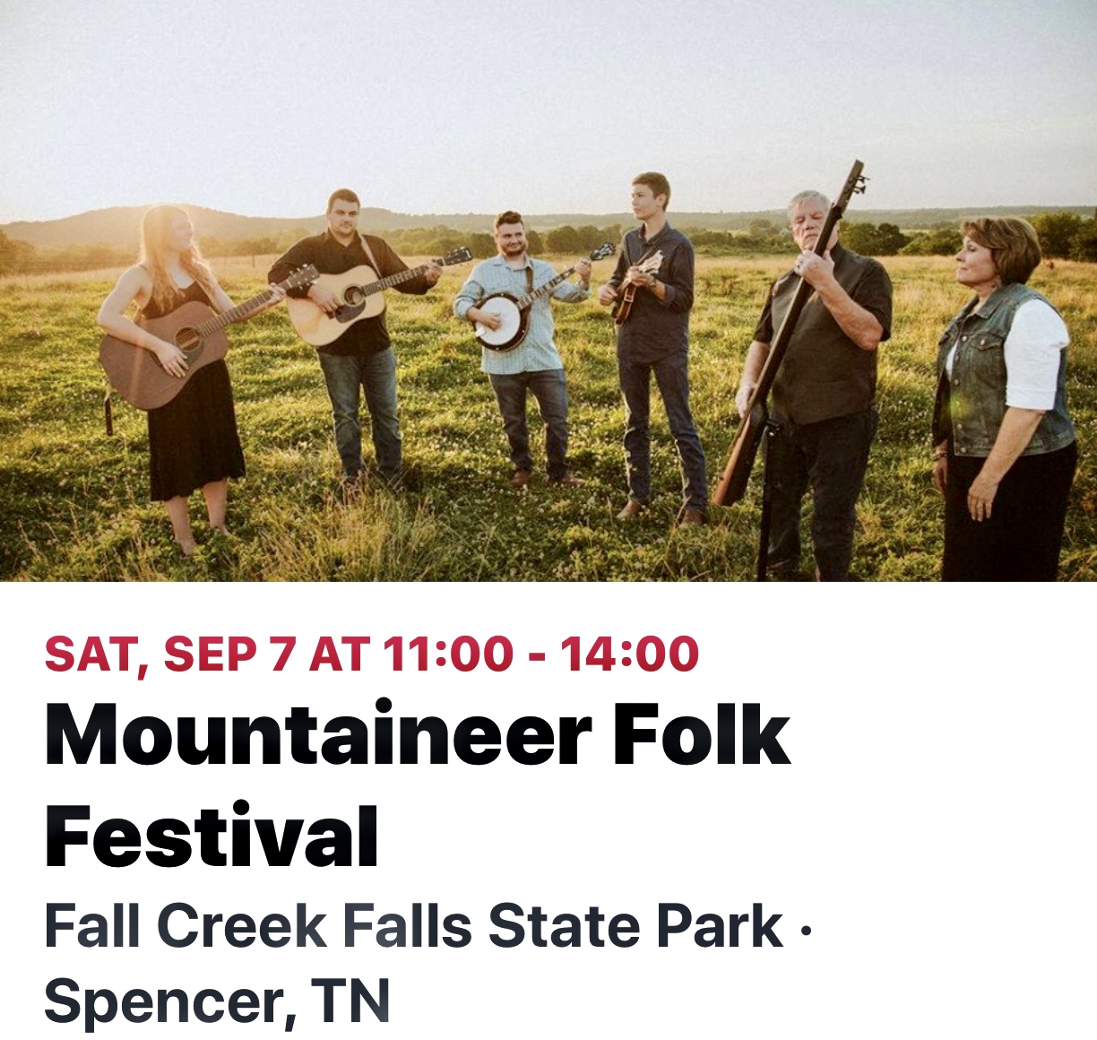 Mountaineer Folk FestivalFall Creek Falls State ParkSeptember 7, 2019