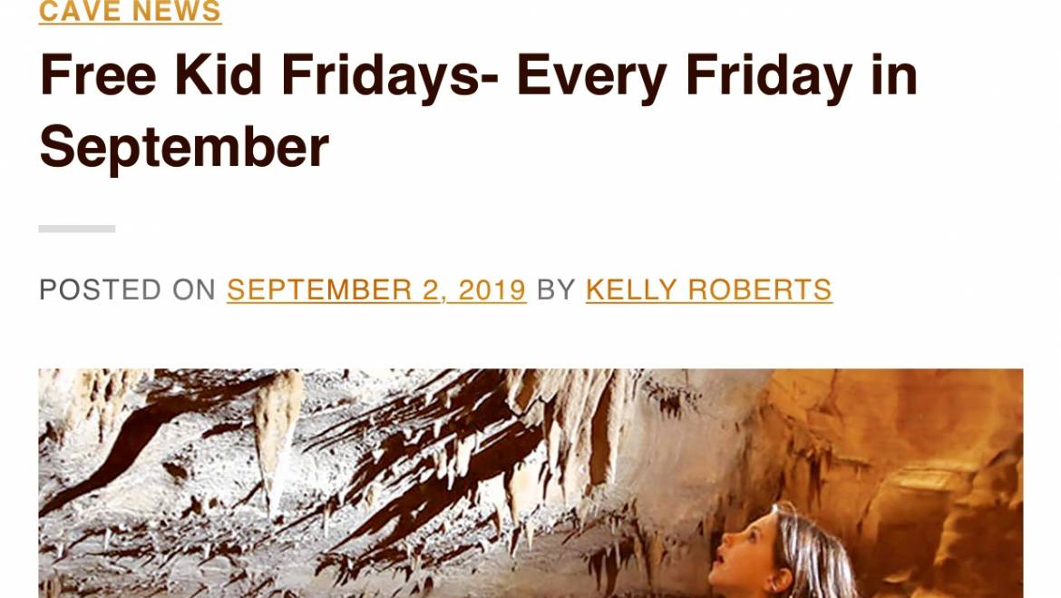 Free Kid Friday at Cumberland Caverns through September